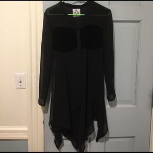 UNIF Sheer Black Velvet Dress